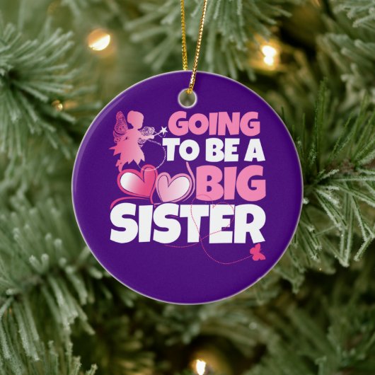 お姉さんになる – ピンクの妖精のハート セラミックオーナメント (ツリー)
