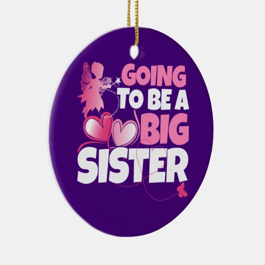 お姉さんになる – ピンクの妖精のハート セラミックオーナメント (右)