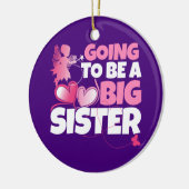 お姉さんになる – ピンクの妖精のハート セラミックオーナメント (左)