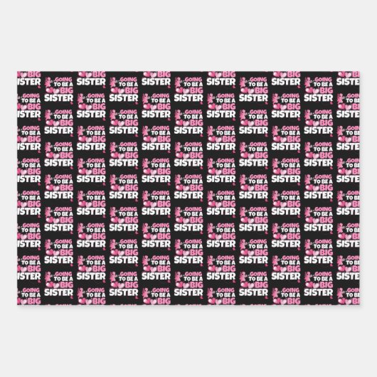 お姉さんになる – ピンクの妖精のハート ラッピングペーパーシート (正面2)