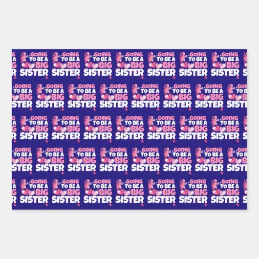 お姉さんになる – ピンクの妖精のハート ラッピングペーパーシート (正面)