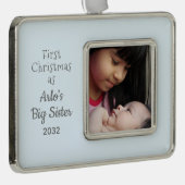 お姉さんのお名前の写真としてクリスマス1回目 シルバープレートフレームオーナメント (右)