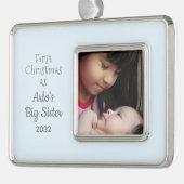 お姉さんのお名前の写真としてクリスマス1回目 シルバープレートフレームオーナメント (左)