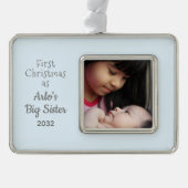 お姉さんのお名前の写真としてクリスマス1回目 シルバープレートフレームオーナメント (正面)
