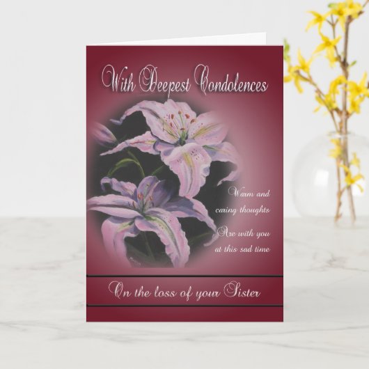 お姉さんの死 – お悔やみ申し上げます カード (黄色い花)