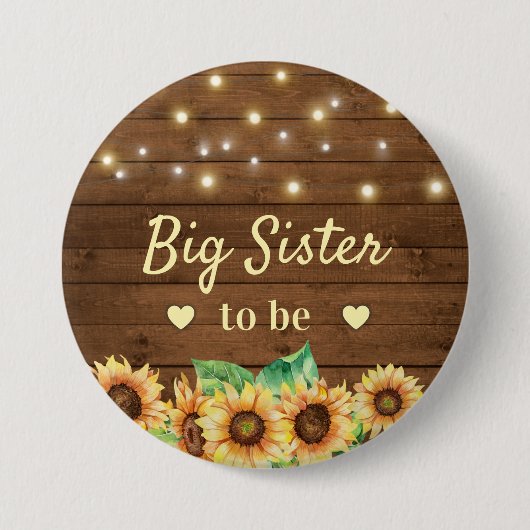 お姉さんヒマワリ素朴赤ちゃんシャワー 缶バッジ (正面)