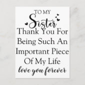 お姉さん感謝私の人生にいてくれてありがとう シーズンポストカード (正面)