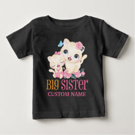 お姉さん カラフル モノグラム と かわいい猫 ベビーTシャツ