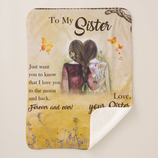 お姉ちゃんへの贈り物，蝶好き，フローラ兄弟姉妹 シェルパブランケット (正面)