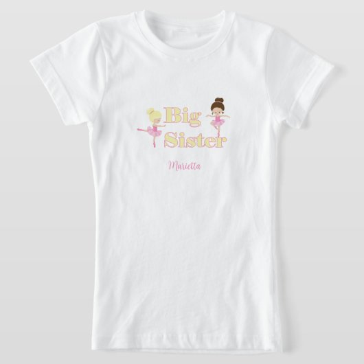 お姉ちゃんバレリーナ 兄弟姉妹のカスタマイズ Tシャツ (レイダウン)