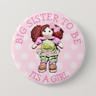 お姉ちゃんピンク人形ベビーシャワーボタン 缶バッジ