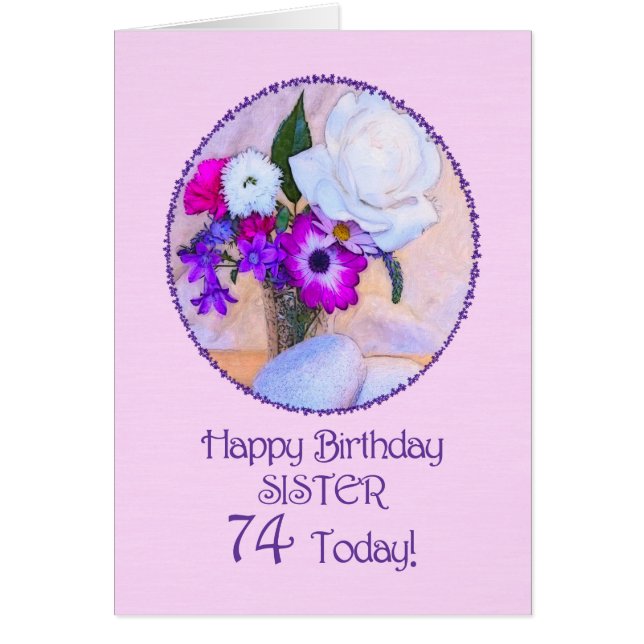 お姉ちゃん74歳の色彩の鮮やか花の誕生日。 (正面)