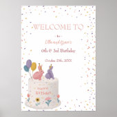 お姉ちゃん お兄ちゃん パステルうさぎ お誕生日おめでとう ポスター (正面)