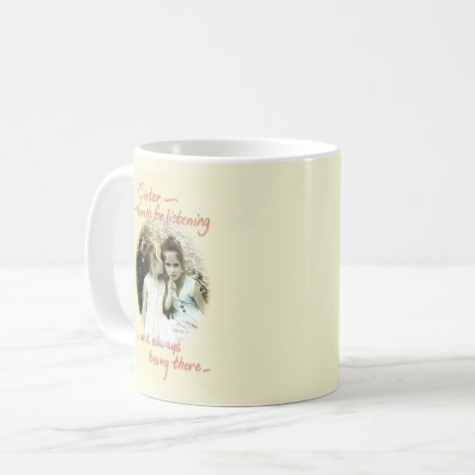 「お姉感謝していさん聞」写真とことわざ コーヒーマグカップ (正面左)