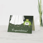 お姫様とカエルの王子様の童話のような結婚式のお祝いカード カード (正面)