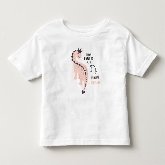 お姫様と恐竜のプリンセス クラウン 女の子用Tシャツ トドラーTシャツ (正面)