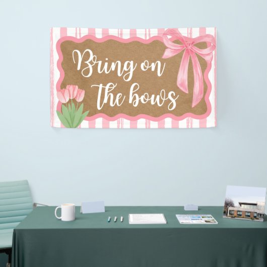 お姫様のためのおしゃれな弓のシャワーバナーを飾ってゲストをお迎え 横断幕 (トレードショー)