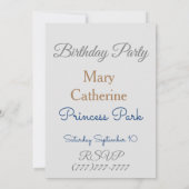お姫様のためのゴールドとシルバーの王冠パーティー 招待状 (裏面)