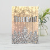 お姫様のためのゴールドとシルバーの王冠 祝賀プリンセス 招待状 (スタンド正面)