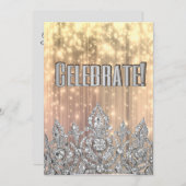 お姫様のためのゴールドとシルバーの王冠 祝賀プリンセス 招待状 (正面/裏面)