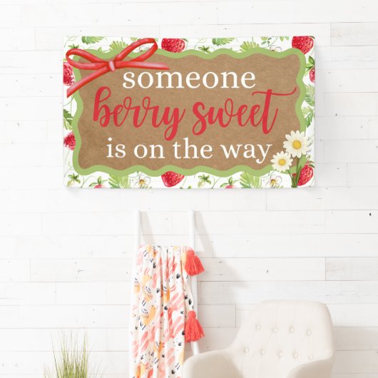 お姫様のためのペイントされたようなバナーのベビーシャワーガールイチゴ 横断幕 (インサイチュ)