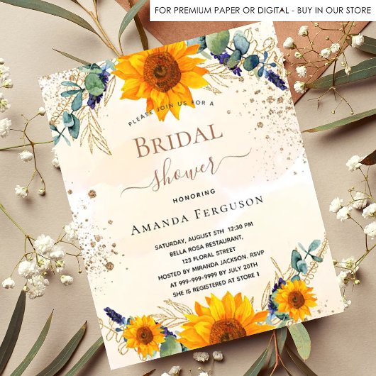 お姫様のための豪華なシャワー　ひまわり　ユーカリ　グリッター