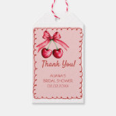 お姫様のようなキュートなリボンチェリーがトップのブライダルシャワー ギフトタグ (正面)