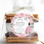 お姫様のようなピンクの花のプリンセスシルバーキンセアニェラXV ラウンドシール