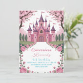 お姫様のピンクのお城の誕生日 招待状 (スタンド正面)