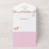 お姫様のピンクの城のベビーシャワー オールインワン招待状 (外側)