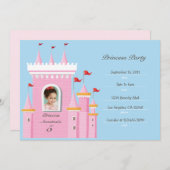 お姫様の城の誕生日パーティー招待状 招待状 (正面/裏面)