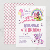 お姫様の城 4歳の誕生日 招待状 (正面/裏面)