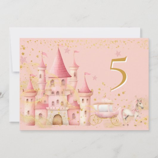 お姫様の特別な日を祝うプリンセス フォト 招待状 (裏面)