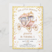 お姫様の特別な日 〜 一度きりのおとぎの国の馬車のお姫様 5歳の誕生日 招待状 (正面)