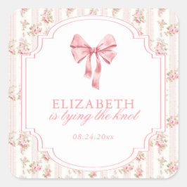 お姫様の結婚前お披露目パーティー　コケッティー　リボン　ウェディングシャワーのご案内 スクエアシール