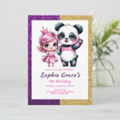 お姫様の誕生日かわいいパンダ 招待状 (スタンド正面)