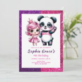 お姫様の誕生日かわいいパンダ 招待状 (スタンド正面)