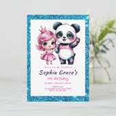 お姫様の誕生日かわいいパンダ 招待状 (スタンド正面)