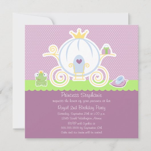 お姫様の誕生日パーティーのお客様のお客様へのご案内 招待状 (正面)