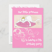 お姫様の誕生日パーティーの招待状 招待状 (正面/裏面)