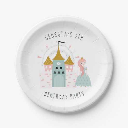 お姫様の誕生日パーティー ペーパープレート (正面)
