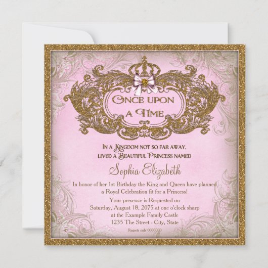 お姫様の誕生日パーティー 招待状 (正面)