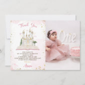 お姫様の1歳の誕生日パーティーの写真 サンキューカード (正面)