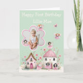 お姫様の1歳の誕生日フェアリーランドカード カード (正面)