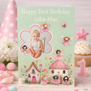 お姫様の１歳の誕生日フェアリーランドカード カード