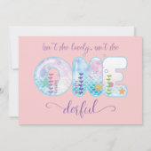 お姫様の1歳の誕生日　アンダーザシー　かわいいピンク 招待状 (裏面)