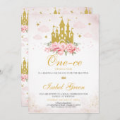 お姫様の1歳の誕生日 招待状 (正面/裏面)