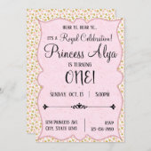 お姫様の1歳誕生日 王室のお祝い 招待状 (正面/裏面)