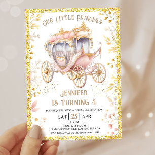 お姫様の4歳の誕生日🎂〜Once Upon a Time Carriage Princess 4歳 招待状