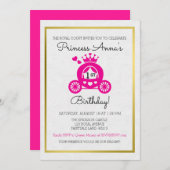 お姫様ピンクのプリンセス ファーストバースデー 招待状 (正面/裏面)